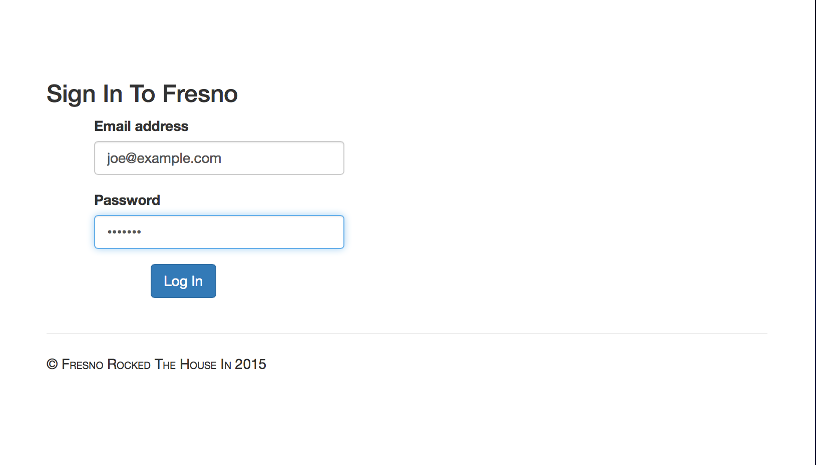 the signup page
